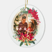 カスタムの写真ホリデークリスマス セラミックオーナメント (左)
