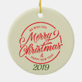 カスタムの写真ホリデークリスマス セラミックオーナメント (裏面)