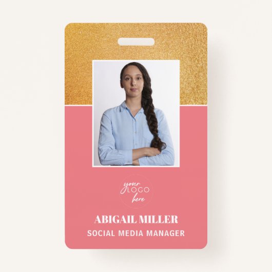 カスタムの写真名とロゴIDバッジ バッジ (正面)