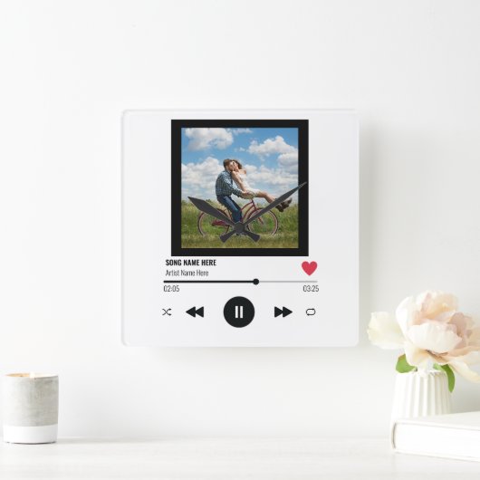 カスタムの写真愛好家ユニークが音楽を贈り物 スクエア壁時計 (ホーム)