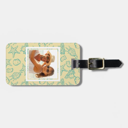 カスタムの写真背景(シェル付き)手描き2 ラゲッジタグ (正面横)