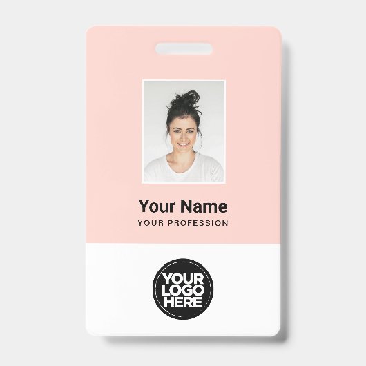 カスタムの写真、バーコード、ロゴ、名前バッジ バッジ (表面)