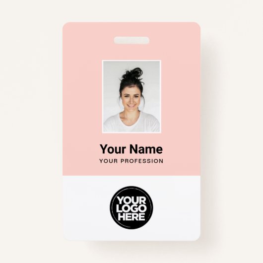 カスタムの写真、バーコード、ロゴ、名前バッジ バッジ (正面)