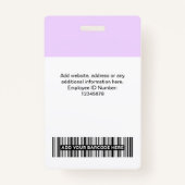 カスタムの写真、バーコード、名前バッジ バッジ (裏面)