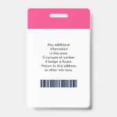 カスタムの写真、ロゴ、バーコード、名前バッジ バッジ (裏面)