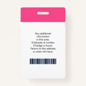 カスタムの写真、ロゴ、バーコード、名前バッジ バッジ (裏面)