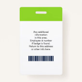 カスタムの写真、ロゴ、バーコード、名前バッジ バッジ (裏面)