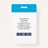 カスタムの写真、ロゴ、バーコード、名前バッジ バッジ (裏面)