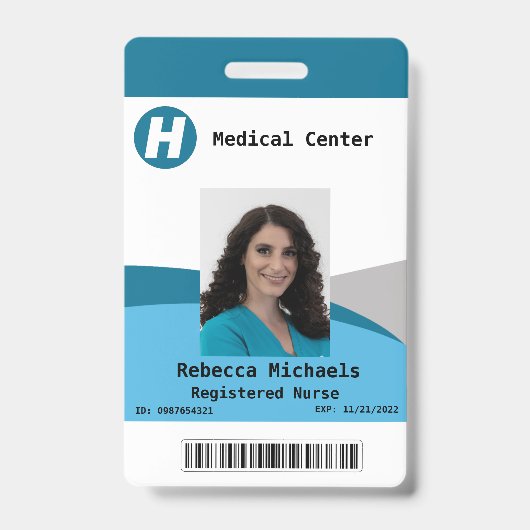 カスタムの写真、名前、バーコード、ロゴバッジ バッジ (正面)