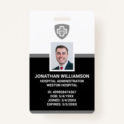 カスタムの写真ID、バーコード、ロゴ会社 バッジ (正面)