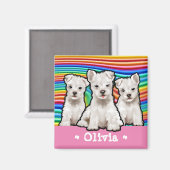 カスタムの四角いマグネット・レインボー・パピー。 マグネット (正面/裏面)