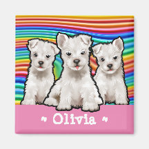 カスタムの四角いマグネット・レインボー・パピー。