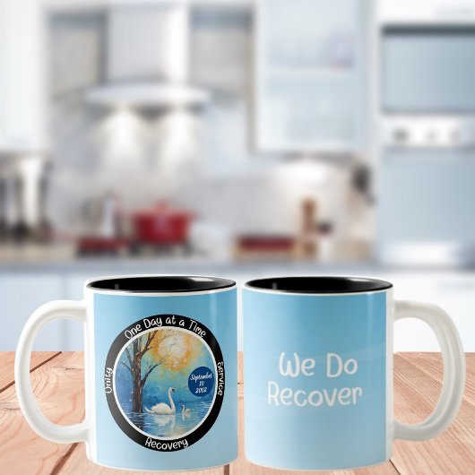 カスタムの壮麗なマイルストーンの贈り物 – Swan In Lake ツートーンマグカップ