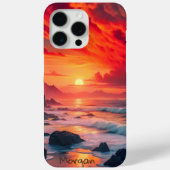 カスタムの夕日の海岸線 – 海の崖 Case-Mate iPhoneケース (裏面)