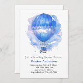 カスタムの天気風船ボーイベビーシャワー 招待状 (正面/裏面)