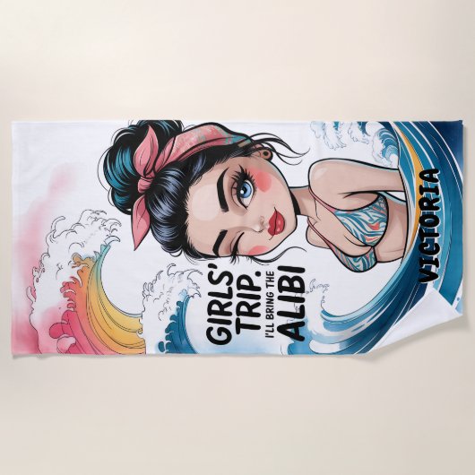 カスタムの女の子の旅アリバメッシーパンを持って来る ビーチタオル (正面)