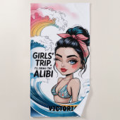 カスタムの女の子の旅アリバメッシーパンを持って来る ビーチタオル (正面)