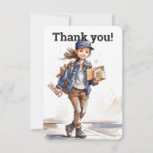 カスタムの女性のレターキャリア サンキューカード (正面)