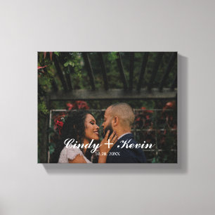 カスタムの姓結婚または日付 キャンバスプリント