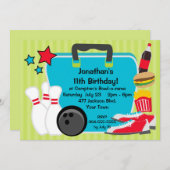 カスタムの子供のボーリングをするパーティー 招待状 (正面/裏面)