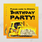 カスタムの子供の建築のブルドーザーのパーティー 招待状 (正面/裏面)