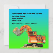 カスタムの子供の掘削機の建築のパーティー 招待状 (裏面)