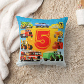 カスタムの子供の第5誕生日の建築のトラック クッション (ブランケット)