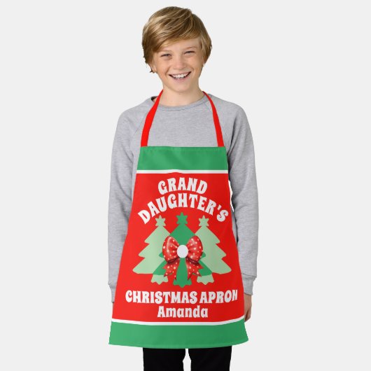 カスタムの孫娘のクリスマスプレゼント エプロン (着用した状態)