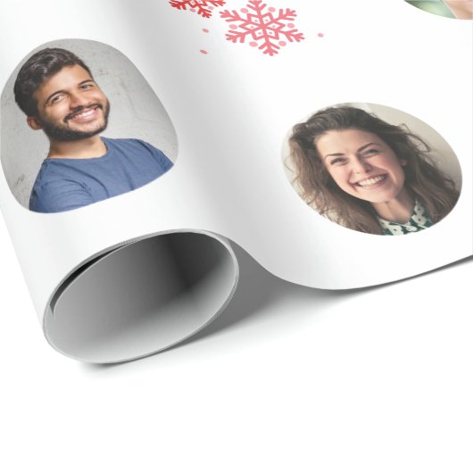 カスタムの家族の名前と3フォトコラージペットクリスマス ラッピングペーパー (ロールコーナー)