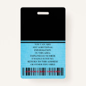 カスタムの従業員-写真、バーコード、ロゴ、名前バッグ バッジ (裏面)