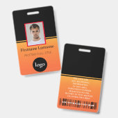 カスタムの従業員-写真、バーコード、ロゴ、名前 バッジ (正面＆裏面)