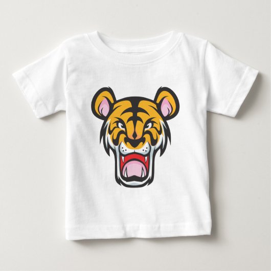 カスタムの怒っているトラの漫画 ベビーTシャツ (正面)
