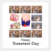 カスタムの恋人の日11写真コラージュ スクエアシール (正面)