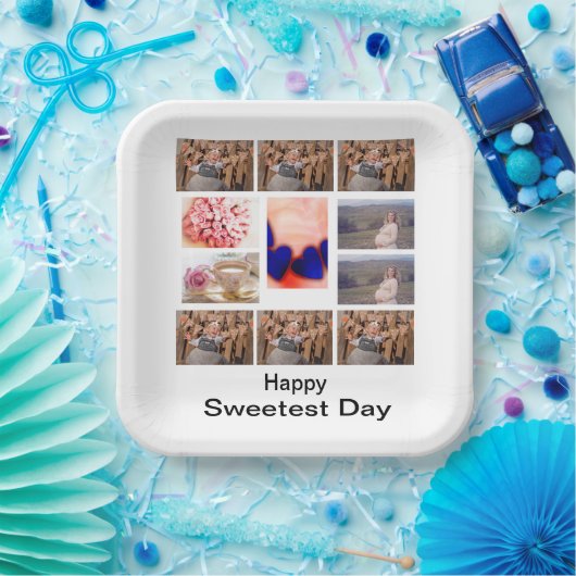 カスタムの恋人の日11写真コラージュ ペーパープレート (パーティー)