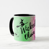 カスタムの悪いマグカップ – ピンクと緑の水色 マグカップ (正面左)