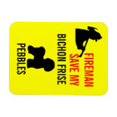 カスタムの救Fireman My Bichon Frise Safety マグネット (横)