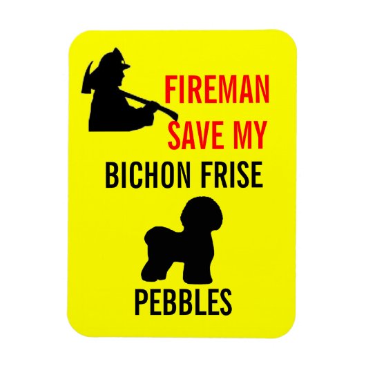カスタムの救Fireman My Bichon Frise Safety マグネット (縦)