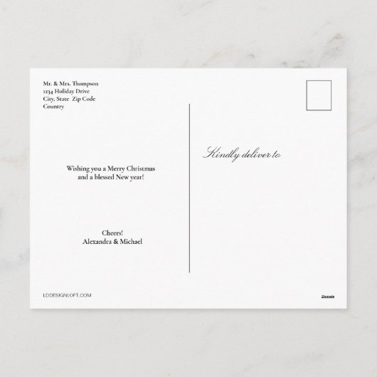 カスタムの新しい写真リースフレームメリークリスマス シーズンポストカード (裏面)