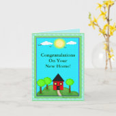 カスタムの新しい自宅おめでとうカード カード (黄色い花)