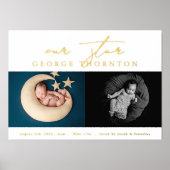 カスタムの星 |新生児2枚の写真金ゴールド 箔ポスター (正面)