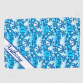 カスタムの木とサーファー ゴルフタオル (横)