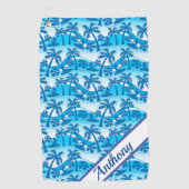 カスタムの木とサーファー ゴルフタオル (正面)