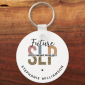 カスタムの未来SLP音声病理医Leopard Print キーホルダー (正面)
