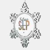 カスタムの未来SLP音声病理医Leopard Print スノーフレークピューターオーナメント (右)