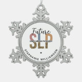 カスタムの未来SLP音声病理医Leopard Print スノーフレークピューターオーナメント (正面)