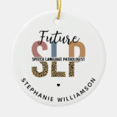 カスタムの未来SLP音声病理医Leopard Print セラミックオーナメント (正面)