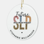 カスタムの未来SLP音声病理医Leopard Print セラミックオーナメント (左)