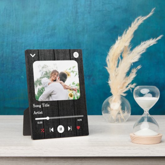 カスタムの歌の名前とカップルの写真の愛 フォトプラーク (側面)