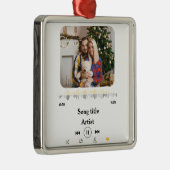 カスタムの歌の名前とカップルの写真の愛 メタルオーナメント (右)