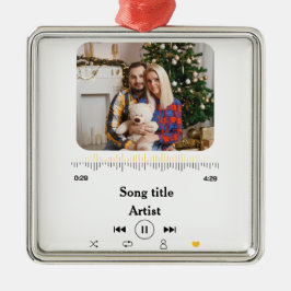 カスタムの歌の名前とカップルの写真の愛 メタルオーナメント